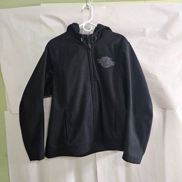 Harley-Davidson Women's Deflector Hooded Riding Fleece Jacket, Black 98112-23VW - Picture 1 of 8